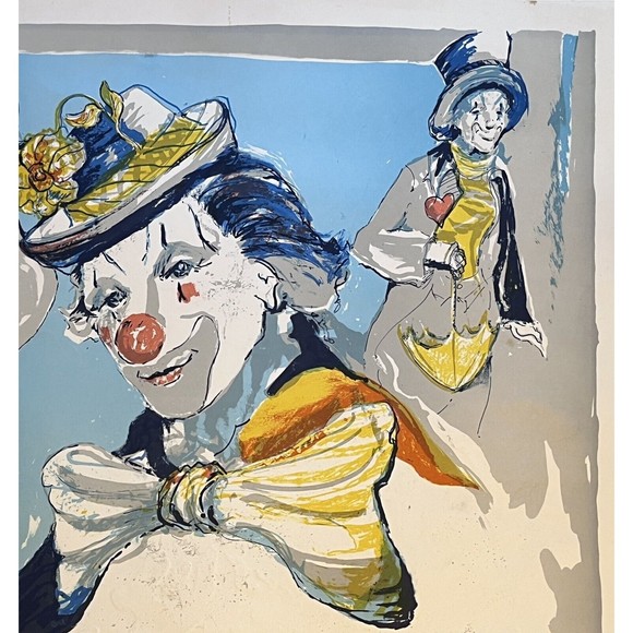 Large Clown Painting Original Len Garon AP Signed "3 Clowns" Artist Proof - Picture 7 of 15